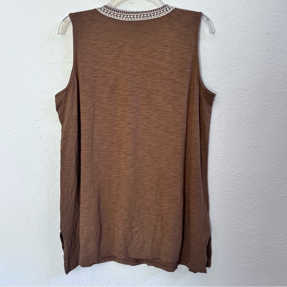 J. Jill Brown Embroidered Sleeveless Tank - Picture 4 of 7